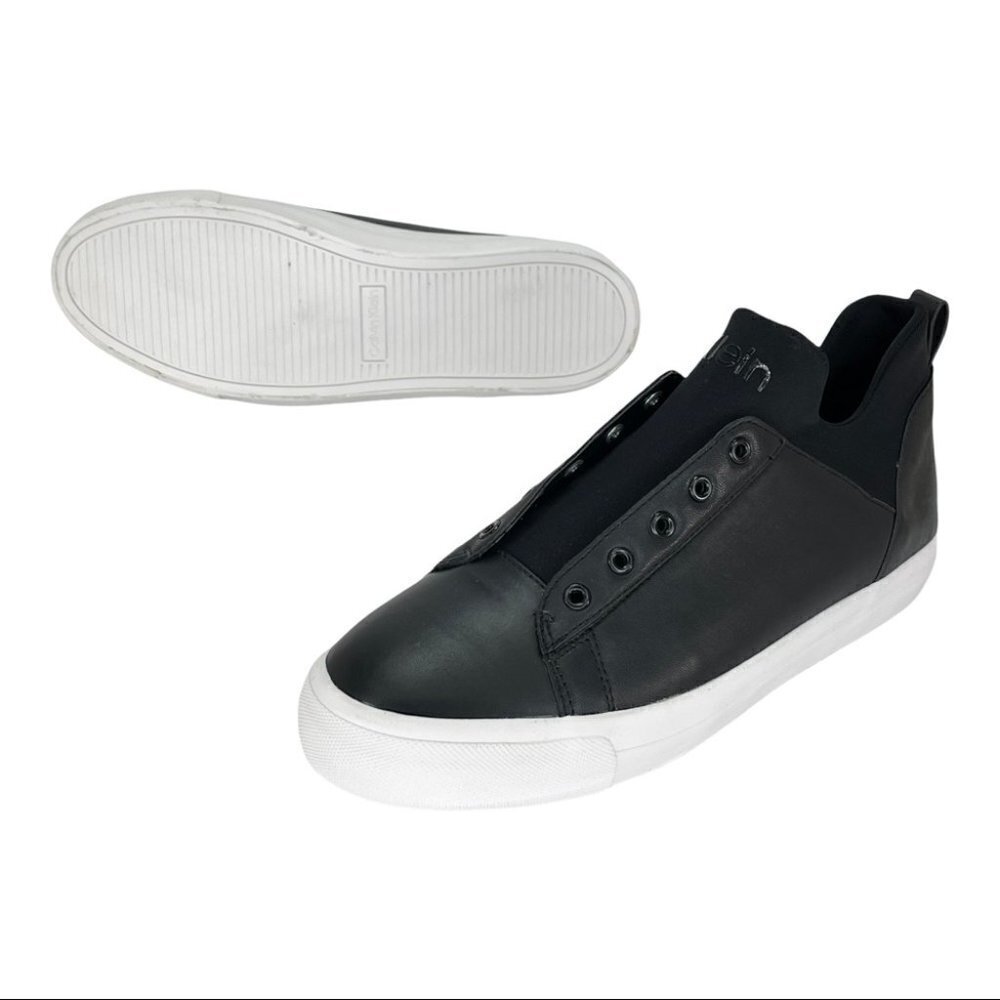 Calvin Klein Valorie Black Leather Neoprene Womens Sneakers Size 10M - Picture 14 of 15